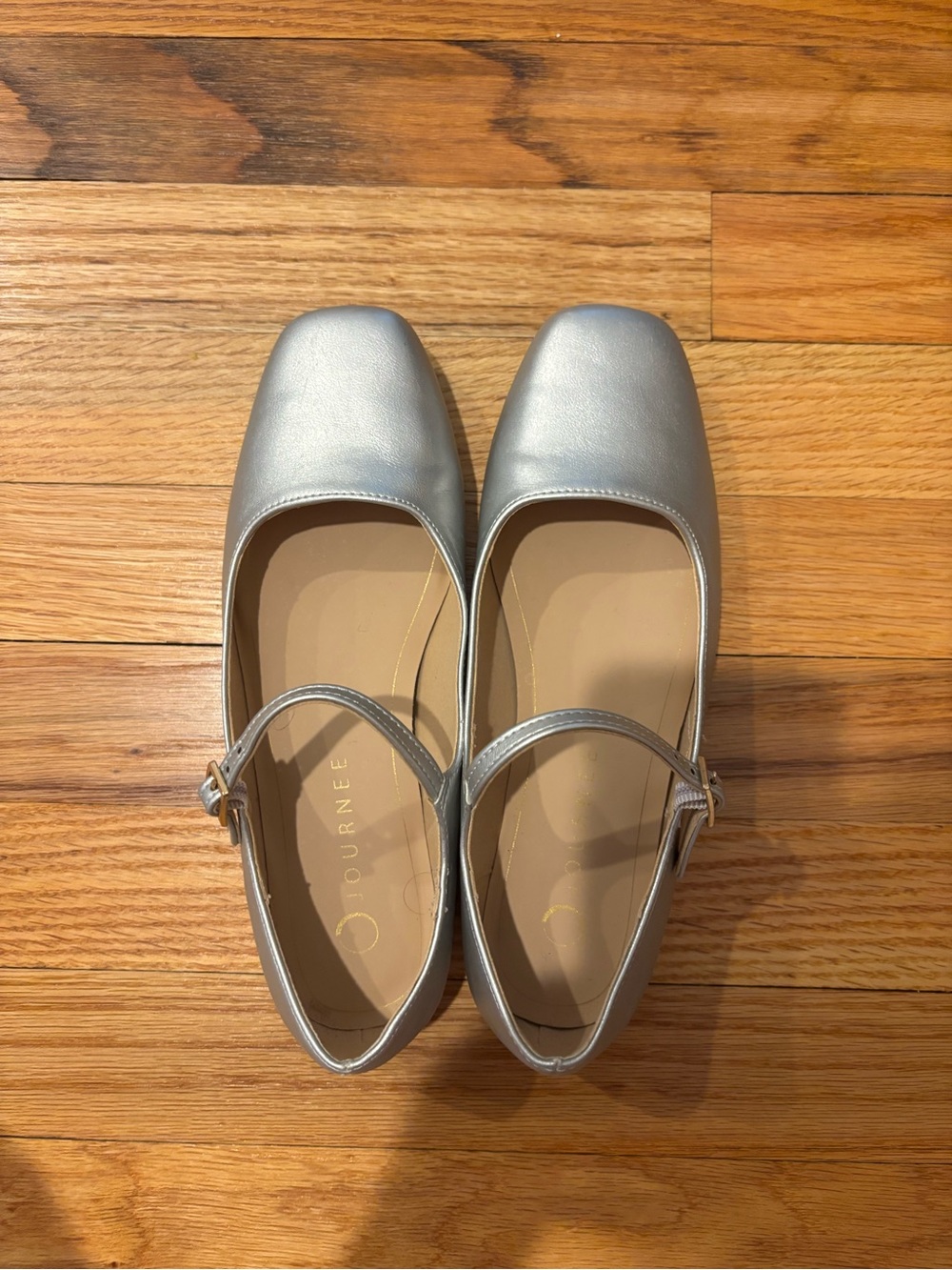 Journee Collection Metallic Silver Mary Jane Flats